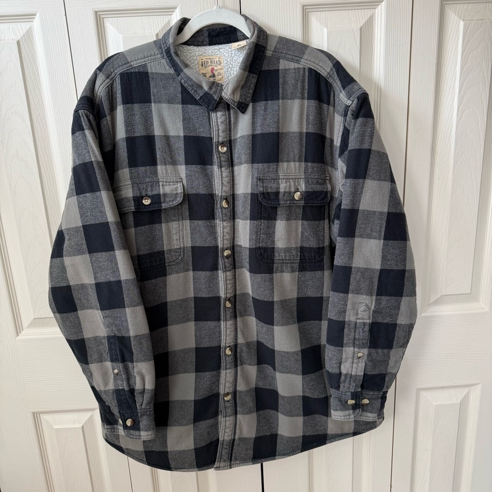Red Head Thick Sherpa Lined Buffalo Plaid Shacket Jacket Mens Size XL